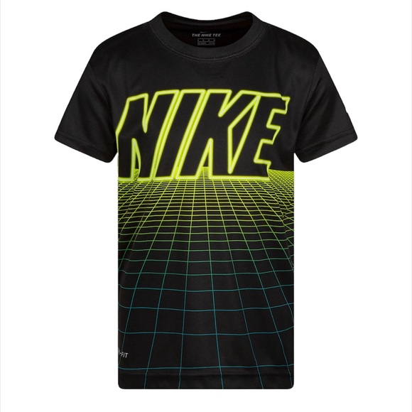 Nike Dri-FIT Boys' Logo Short Sleeve Tee- Black Size 4XS - Picture 1 of 6